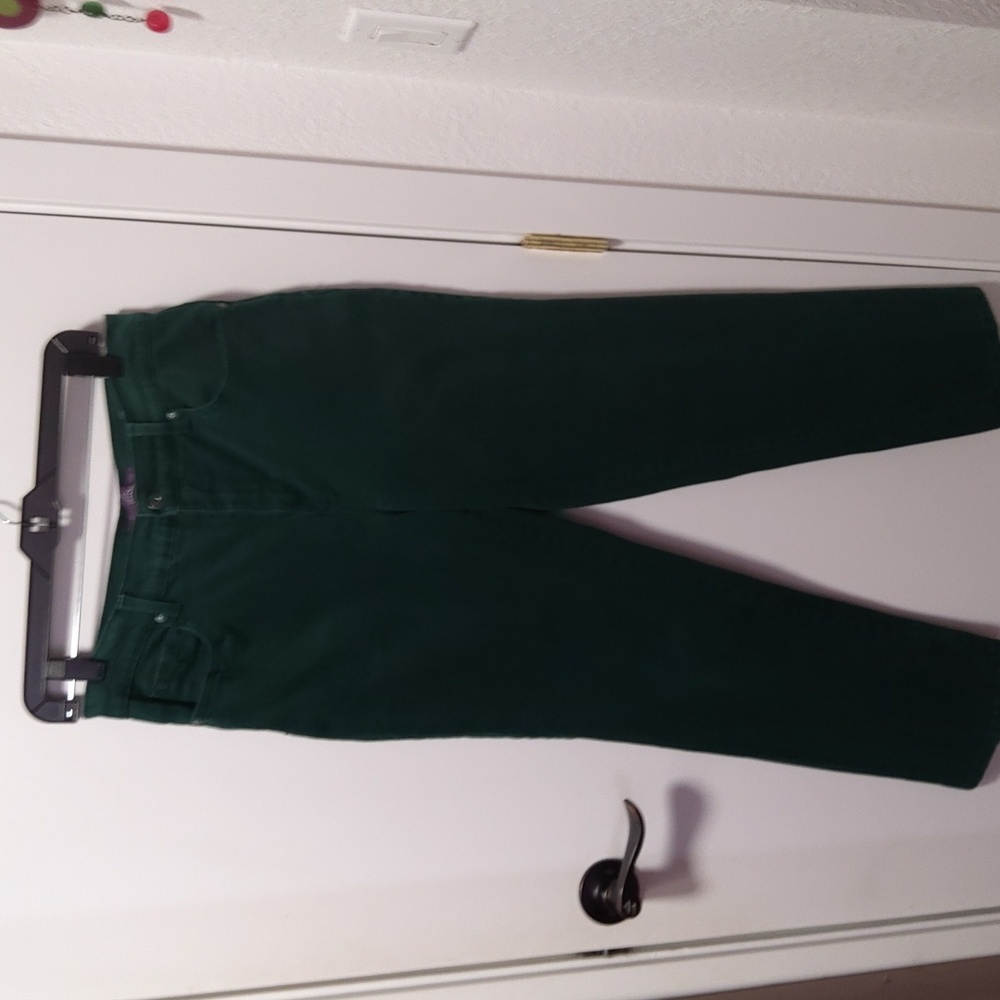 Women's green denim jeans